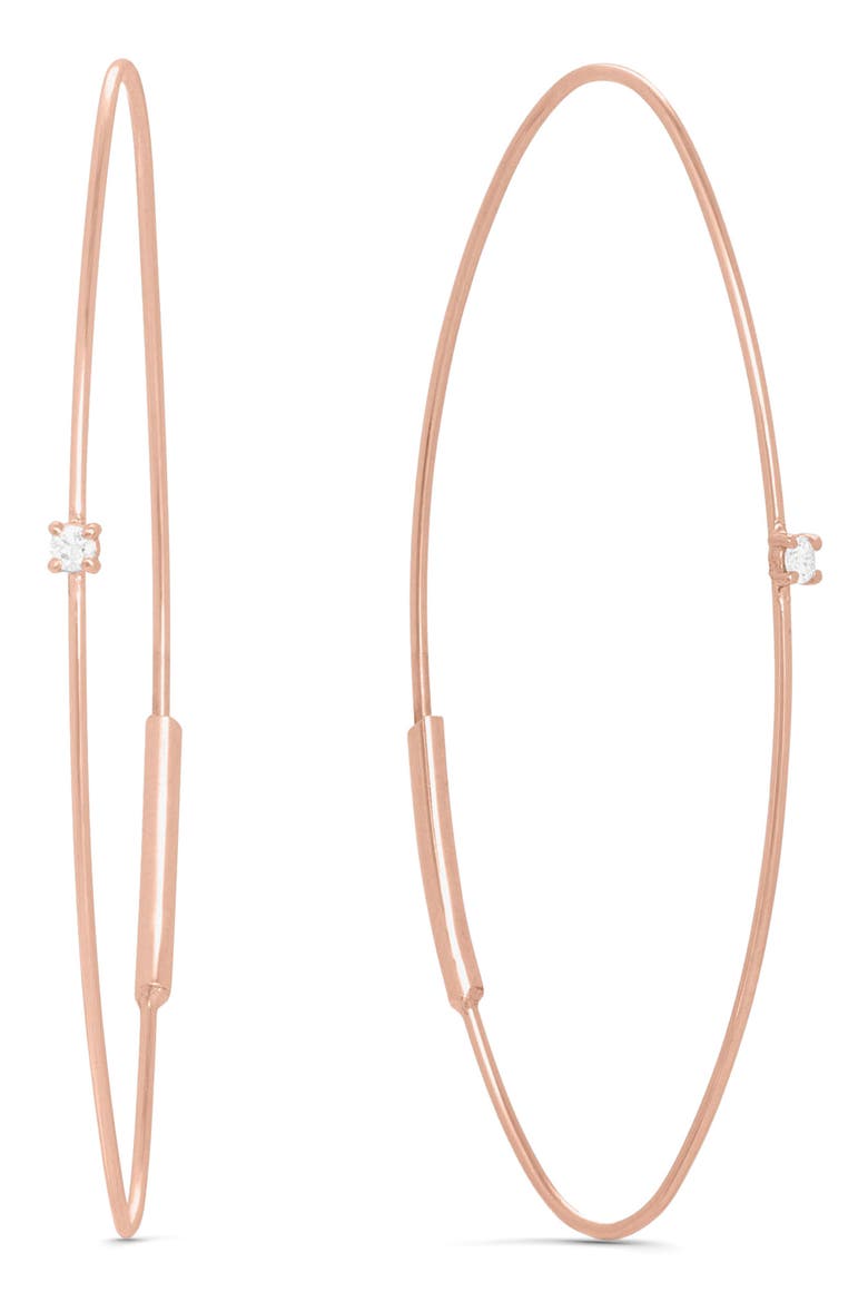 14k Rose Gold Diamond Oval Magic Hoop Earrings, Main, color, ROSE GOLD