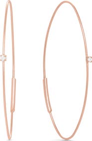LANA 14k Rose Gold Diamond Oval Magic Hoop Earrings