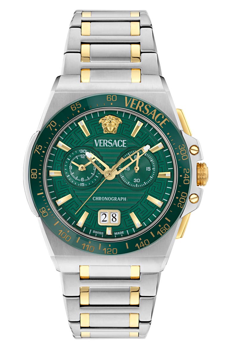Greca Reaction Chronograph Two-Tone Bracelet Watch, 43mm, Alternate, color, TWO TONE