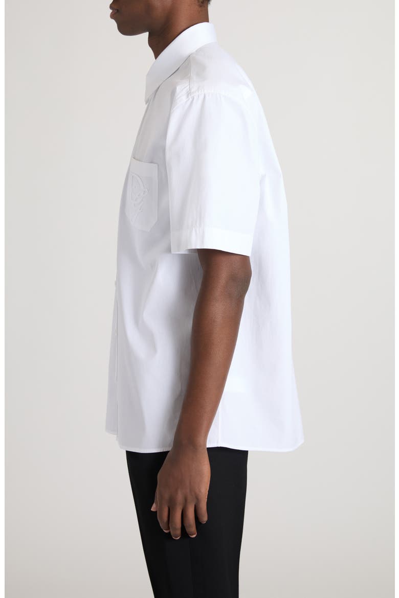 Logo Cotton Button-Up Shirt, Alternate, color, BIANCO OTTICO