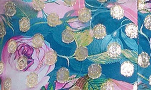 DRESS THE POPULATION DRESS THE POPULATION KAI FLORAL METALLIC CLIP DOT STRAPLESS GOWN 