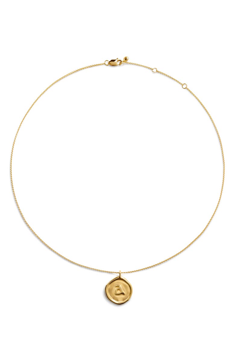 Monica Vinader Initial Stamp Pendant Necklace, Main, color, 18Ct Gold Vermeil A
