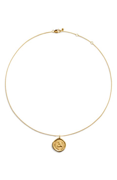 Initial Stamp Pendant Necklace