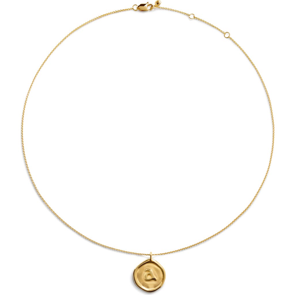 Monica Vinader Gold Initial A Stamp Chain Necklace In 18ct Gold Vermeil A