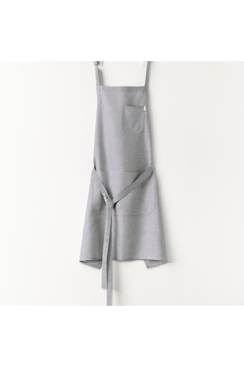 Classic Linen Bib Apron for Men & Women with Front Pockets, Main, color, Light Grey