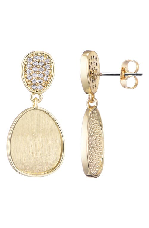 Adornia 14k Gold Plated Satin Finish Crystal Drop Earrings In Gold