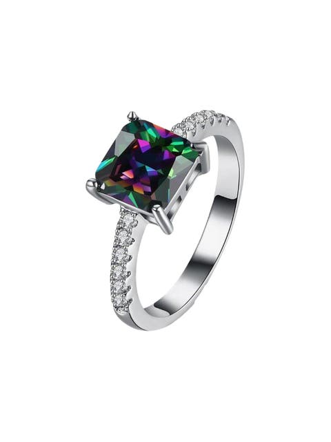 Princess Cut Mystic Topaz Ring