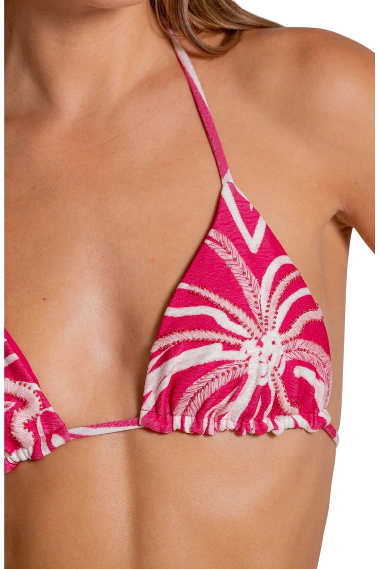 Beaded Embroidered Triangle Bikini Top, Alternate, color, RASPBERRY