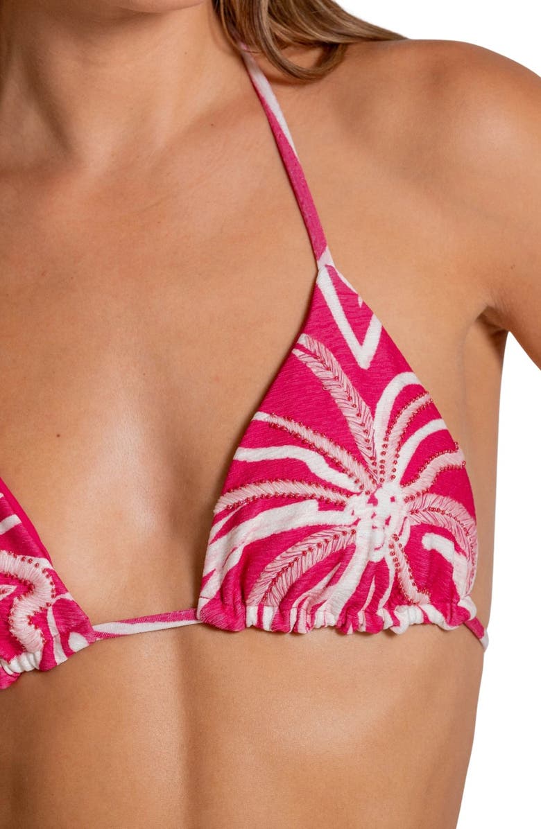 Cosita Linda Beaded Embroidered Triangle Bikini Top, Alternate, color, Raspberry