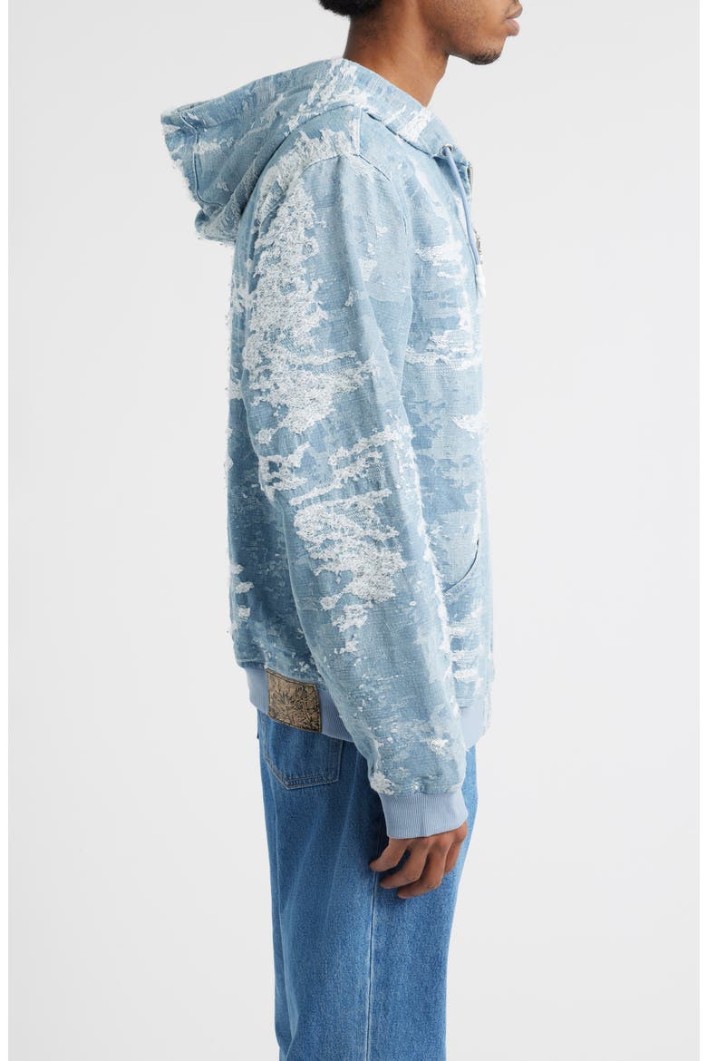Saint Michael Jacquard Zip-Up Hoodie, Alternate, color, BLUE