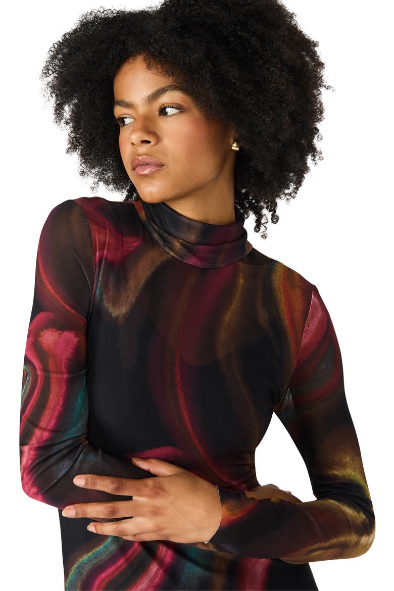 Vivara Printed Long Sleeve Mesh Maxi Dress, Alternate, color, FADED INK