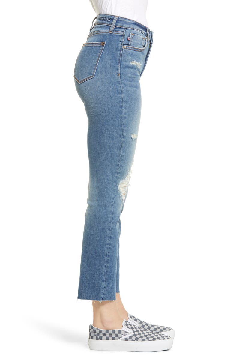 Vigoss Stevie Ripped High Waist Crop Straight Leg Jeans, Alternate, color,