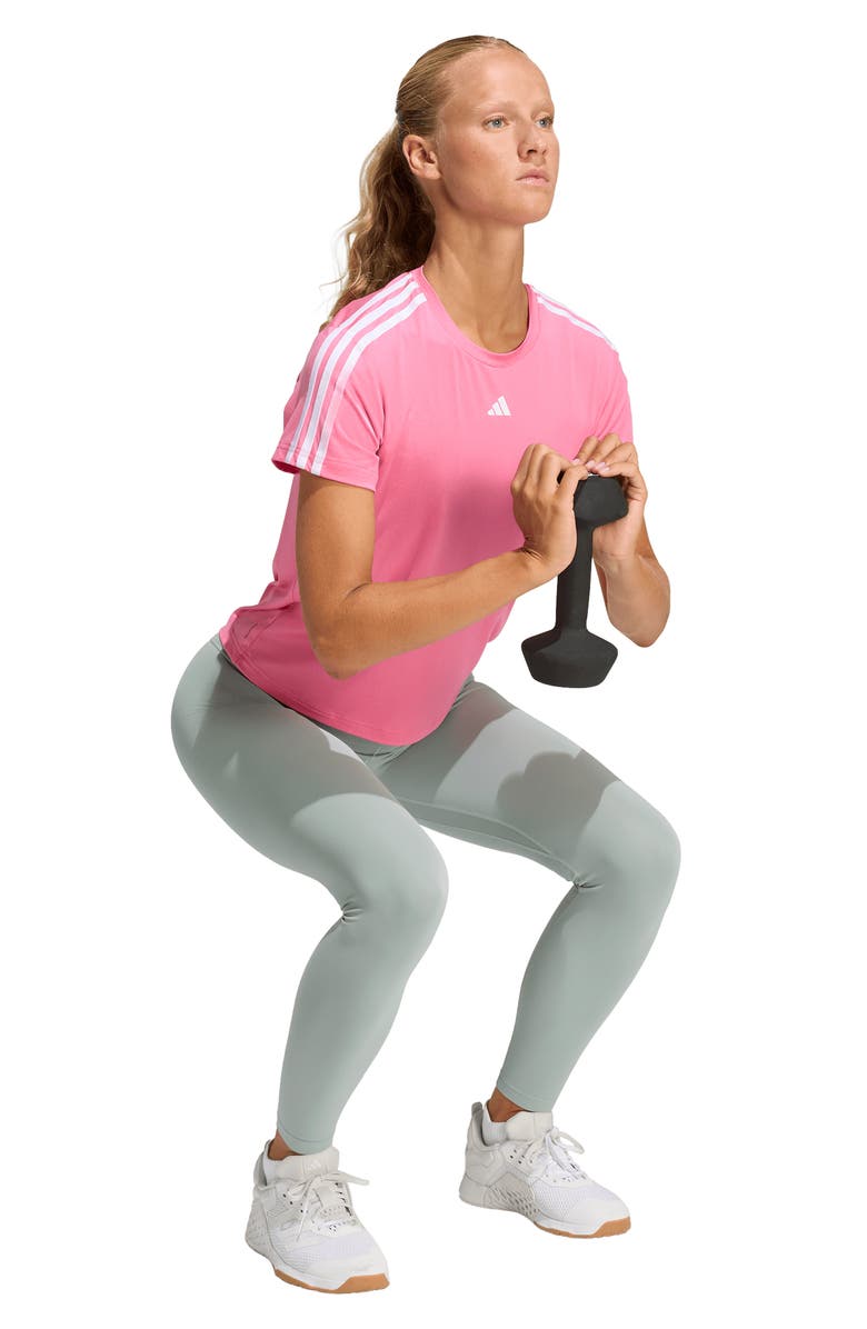 adidas Essentials 3-Stripes Performance T-Shirt, Alternate, color, Pink Fusion