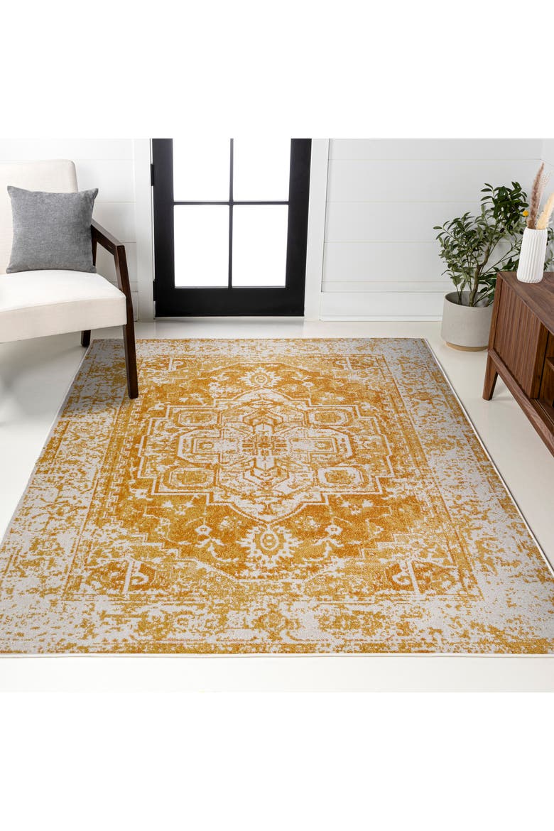 Audrey Bohemian Ornate Medallion Area Rug, Alternate, color, Orange/White