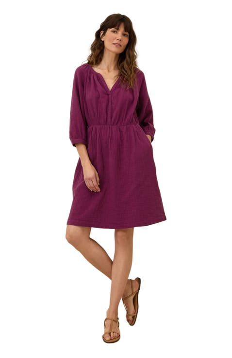 Organic Cotton Coastal Double Gauze Peasant Dress