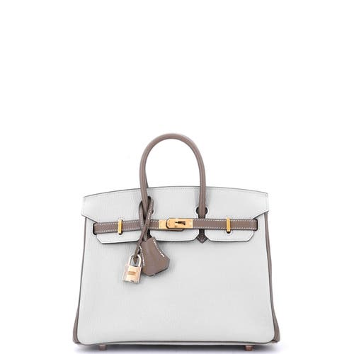 Pre-owned Hermes Hermes Birkin Handbag Bicolor Chevre Mysore With Rose Gold Hardware 25