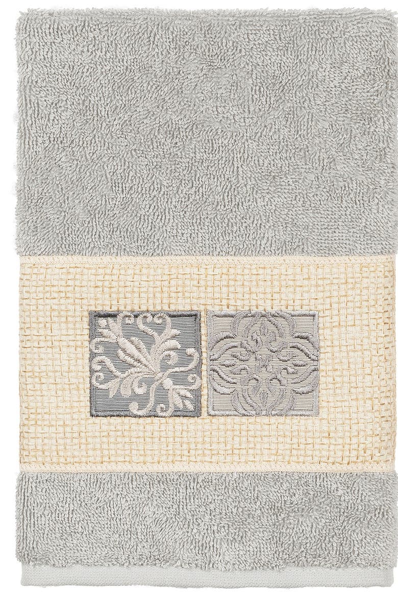 Vivian 3-Piece Embellished Towel - Light Gray, Alternate, color, LIGHT GRAY