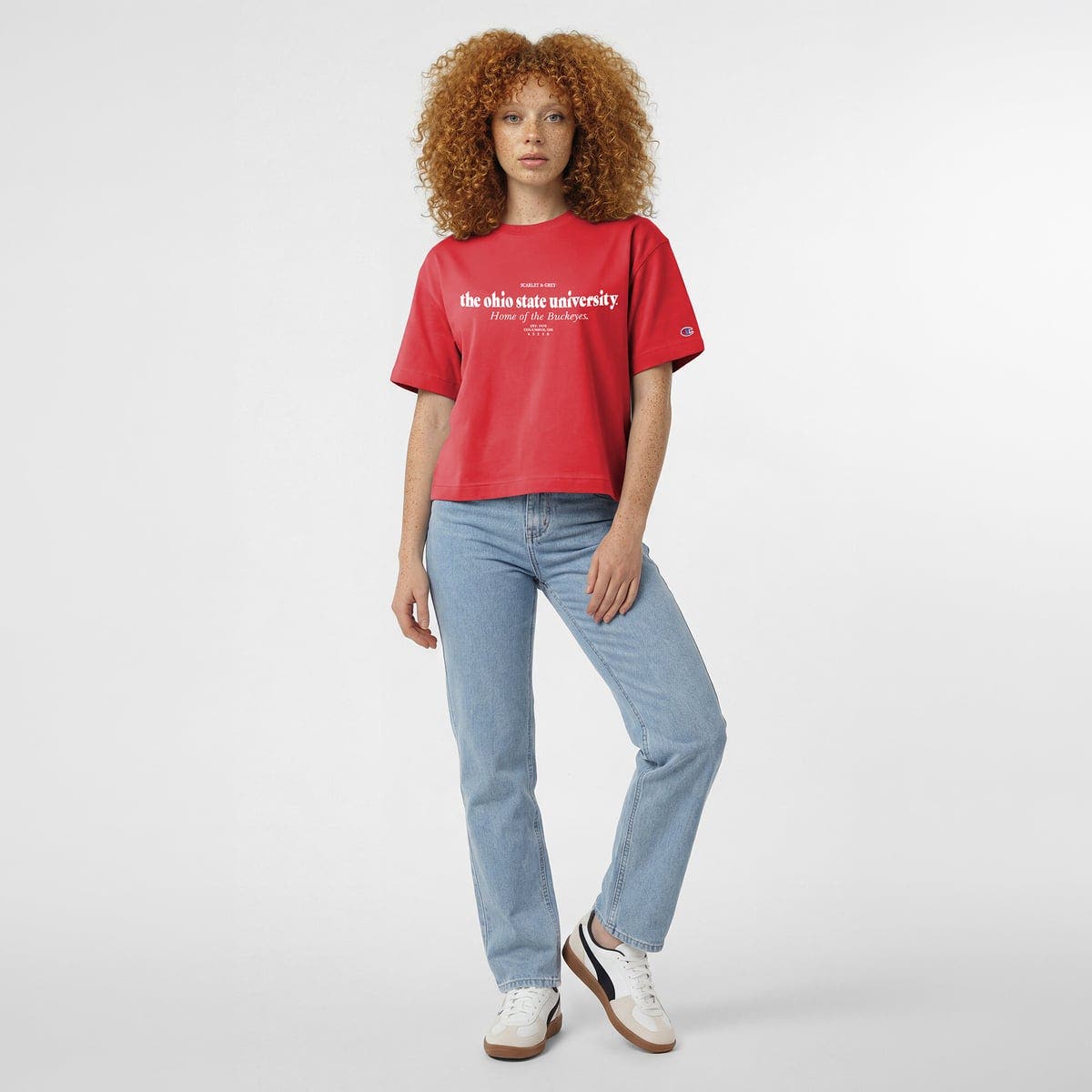 Champion Women's Champion Scarlet Ohio State Buckeyes Home Wordmark T ...