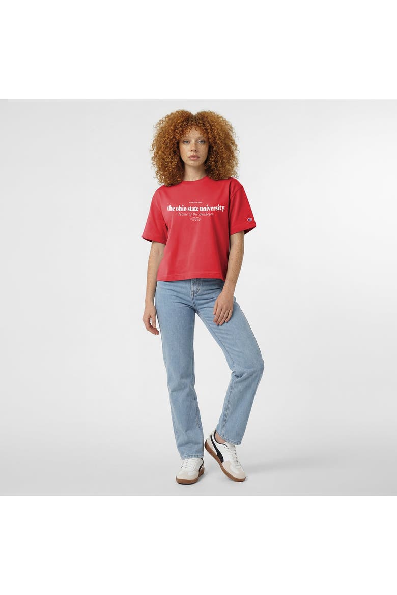 Women's Champion Scarlet Ohio State Buckeyes Home Wordmark T-Shirt, Alternate, color, Scarlet