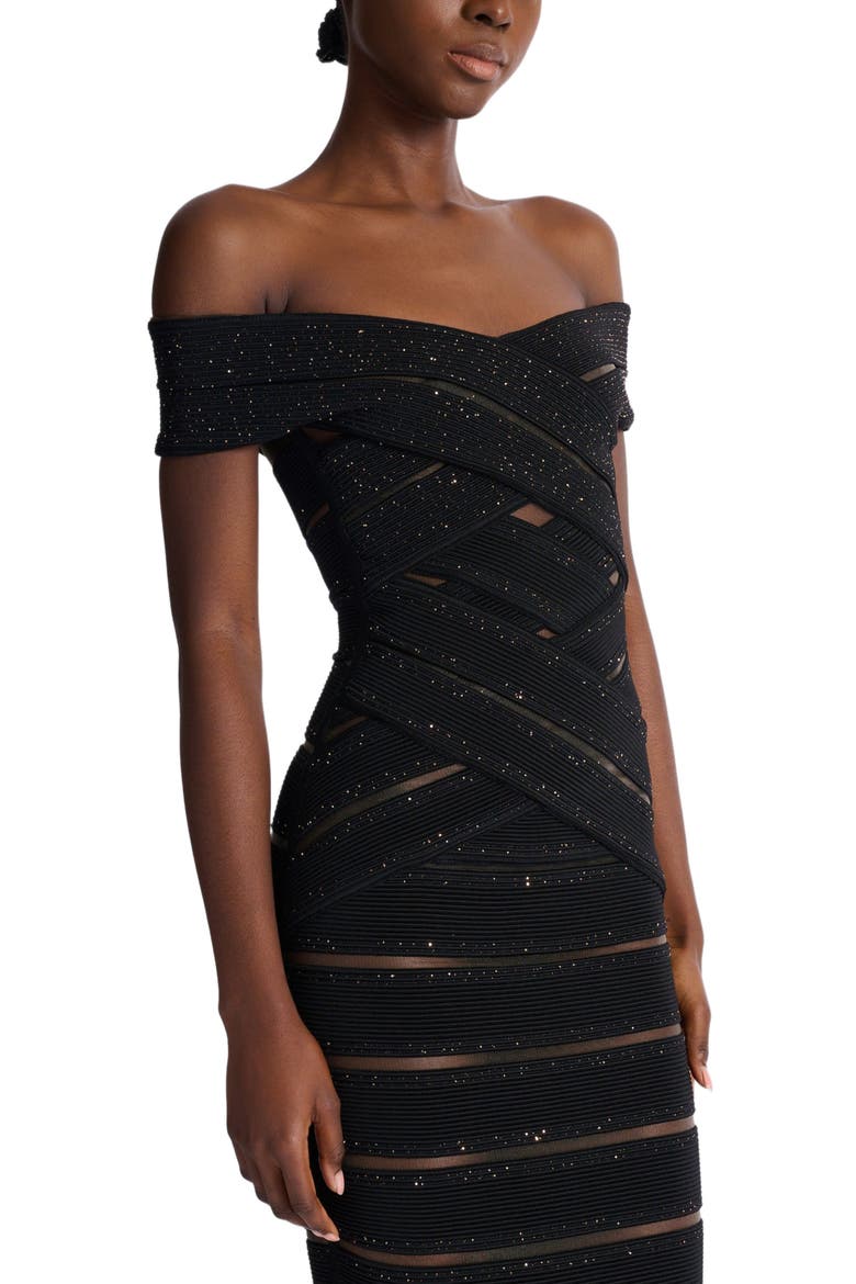 Mesh knit bodycon dress, Alternate, color, black