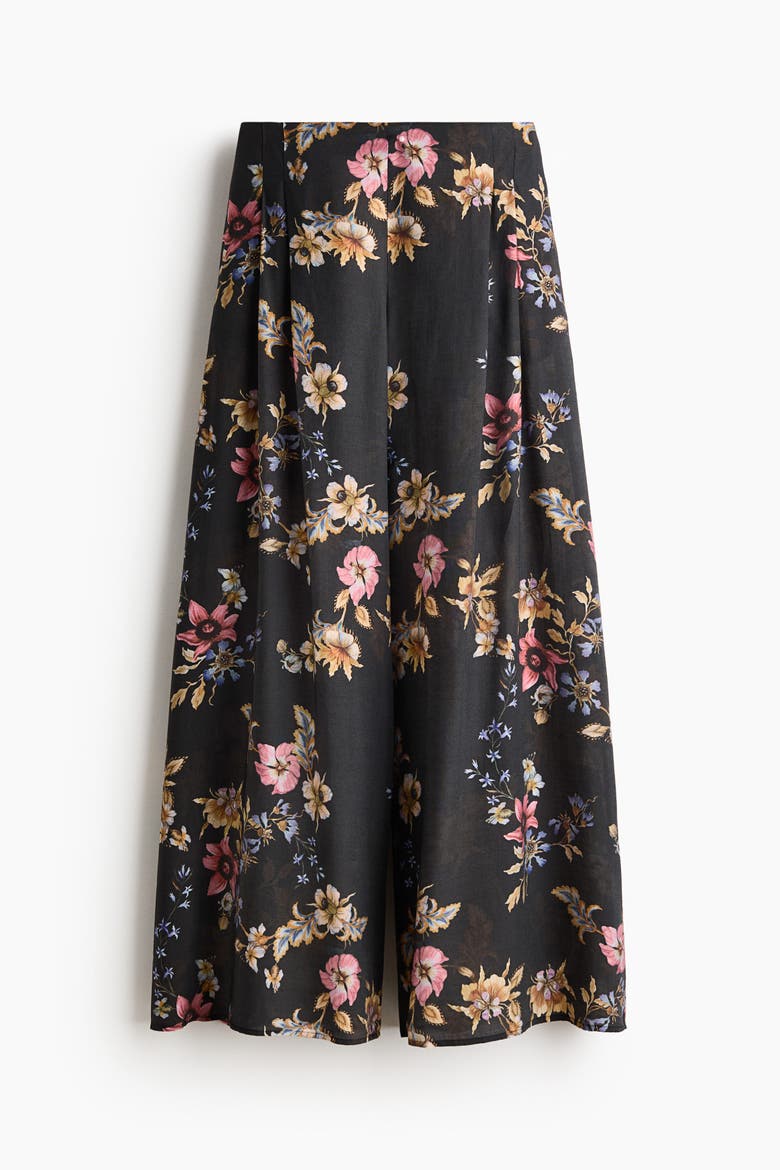 Wide-leg Viscose-blend Pants, Alternate, color, Black/floral