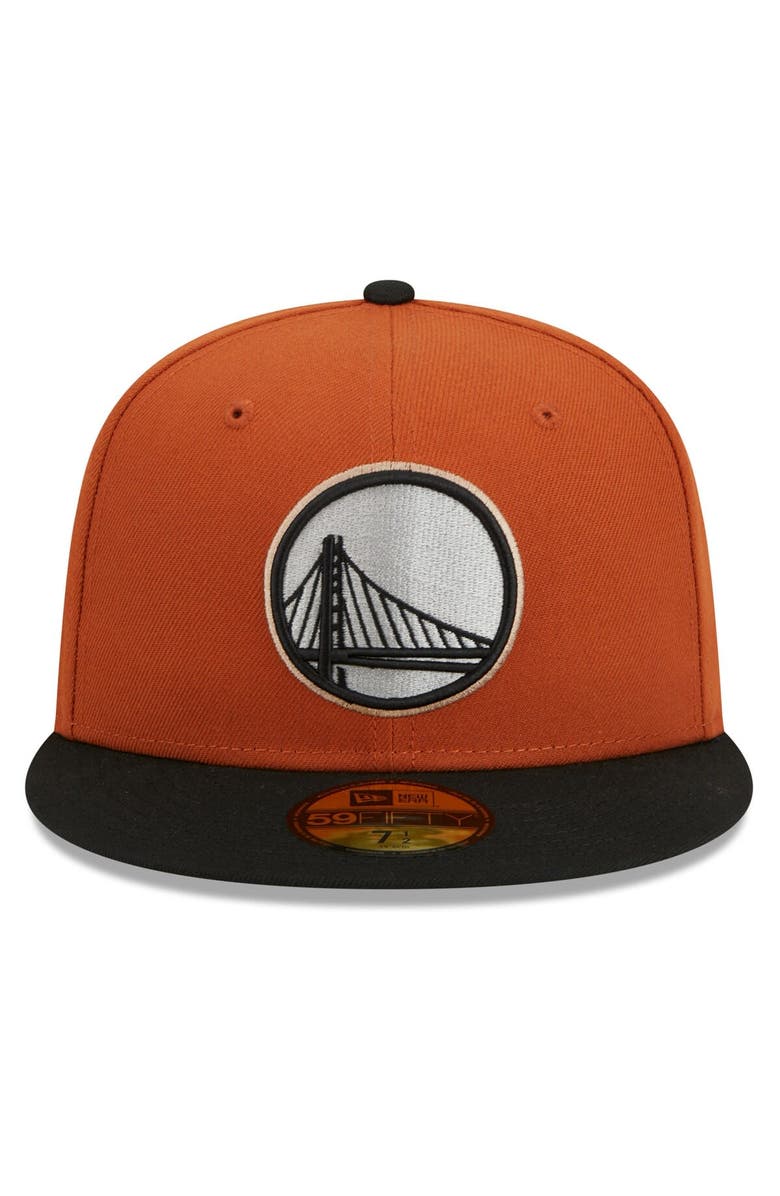 New Era Men's New Era Rust/Black Golden State Warriors Two-Tone 59FIFTY Fitted Hat, Alternate, color, 