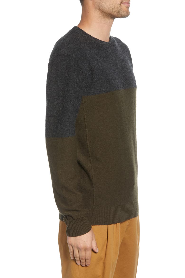 Regular Fit Felted Wool Blend Sweater, Alternate, color, LODEN GREEN/ DARK GREY MELANGE