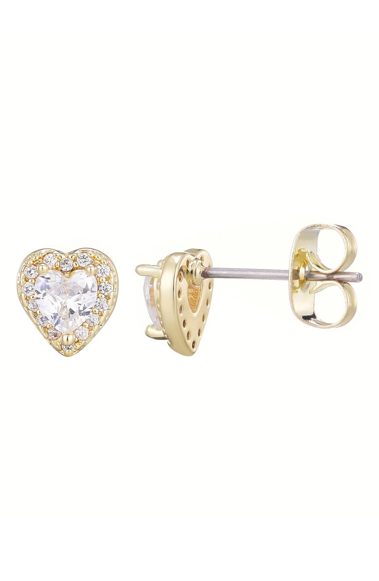 Adornia Halo Heart Stud Earrings, Alternate, color, Gold