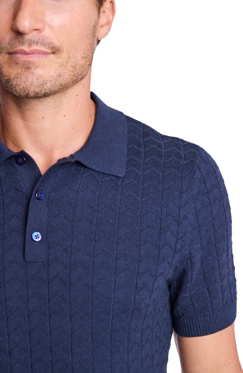 PAISLEY & GRAY Zigzag Knit Polo, Alternate, color, Crisp Navy