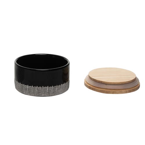 Totalee Gift Stripe Pinch Jar Ceramic Black 9 oz