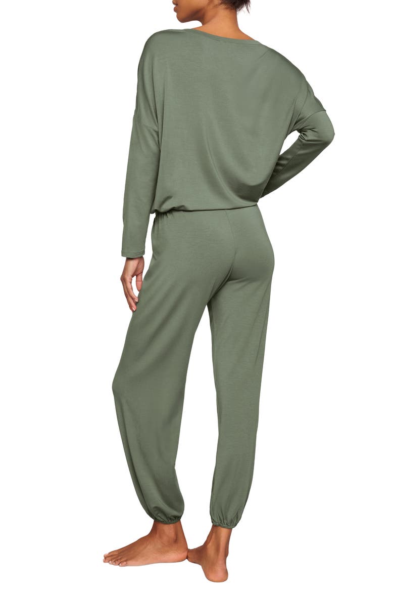 Gisele Jersey Knit Slouchy Pajamas, Alternate, color, DESERT SAGE/ IVORY