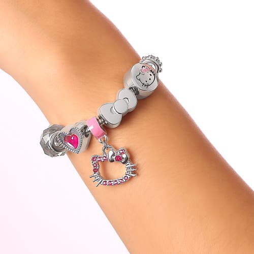 Hello Kitty 7'' Fashion Charm Bead Bracelet In Silver