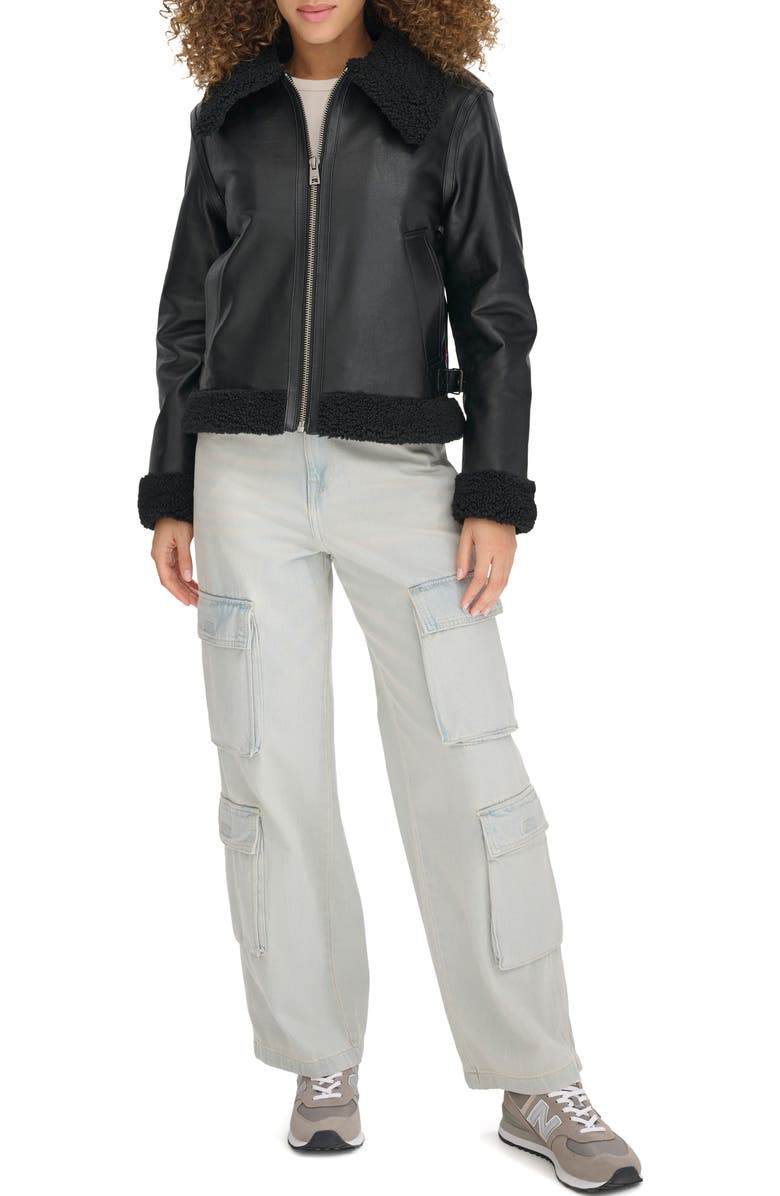 Levi's<sup>®</sup> Faux Leather Jacket with Faux Shearling Lining, Alternate, color, 