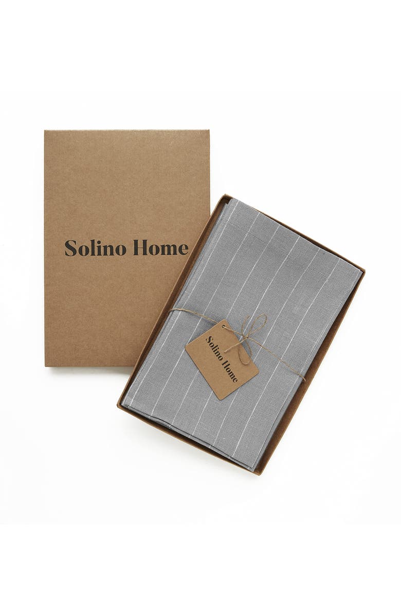 Solino Home Linen Dinner Napkins - Pinstripe, 20" x 20" Inch, Alternate, color, Grey And White