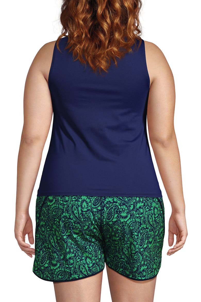 Plus Size High Neck UPF 50 Sun Protection Modest Tankini Swimsuit Top, Alternate, color, Deep Sea Navy