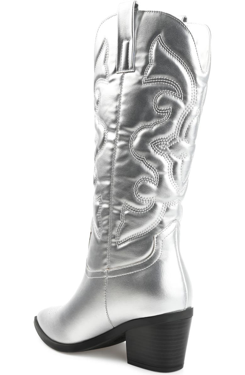 Journee Collection Chantry Western Boot, Alternate, color, Silver