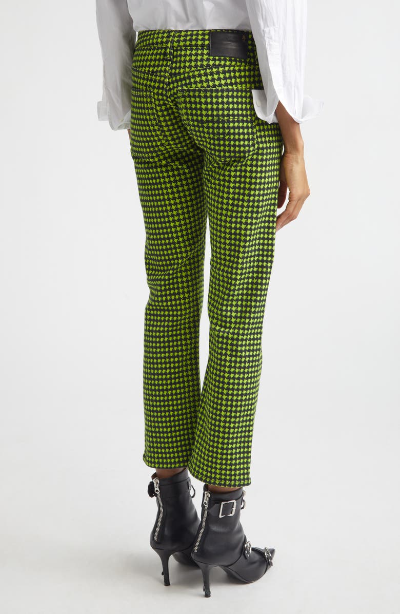 R13 Boy Straight Leg Crop Jeans, Alternate, color, Neon Green Houndstooth