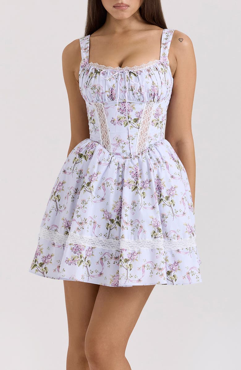 HOUSE OF CB Kimmie Floral Minidress, Alternate, color, Lilac Floral Prnt