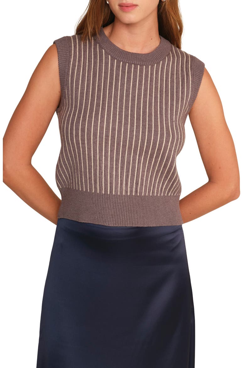 Bruce Stripe Sweater Vest, Main, color, GREY MELANGE WITH ECRU