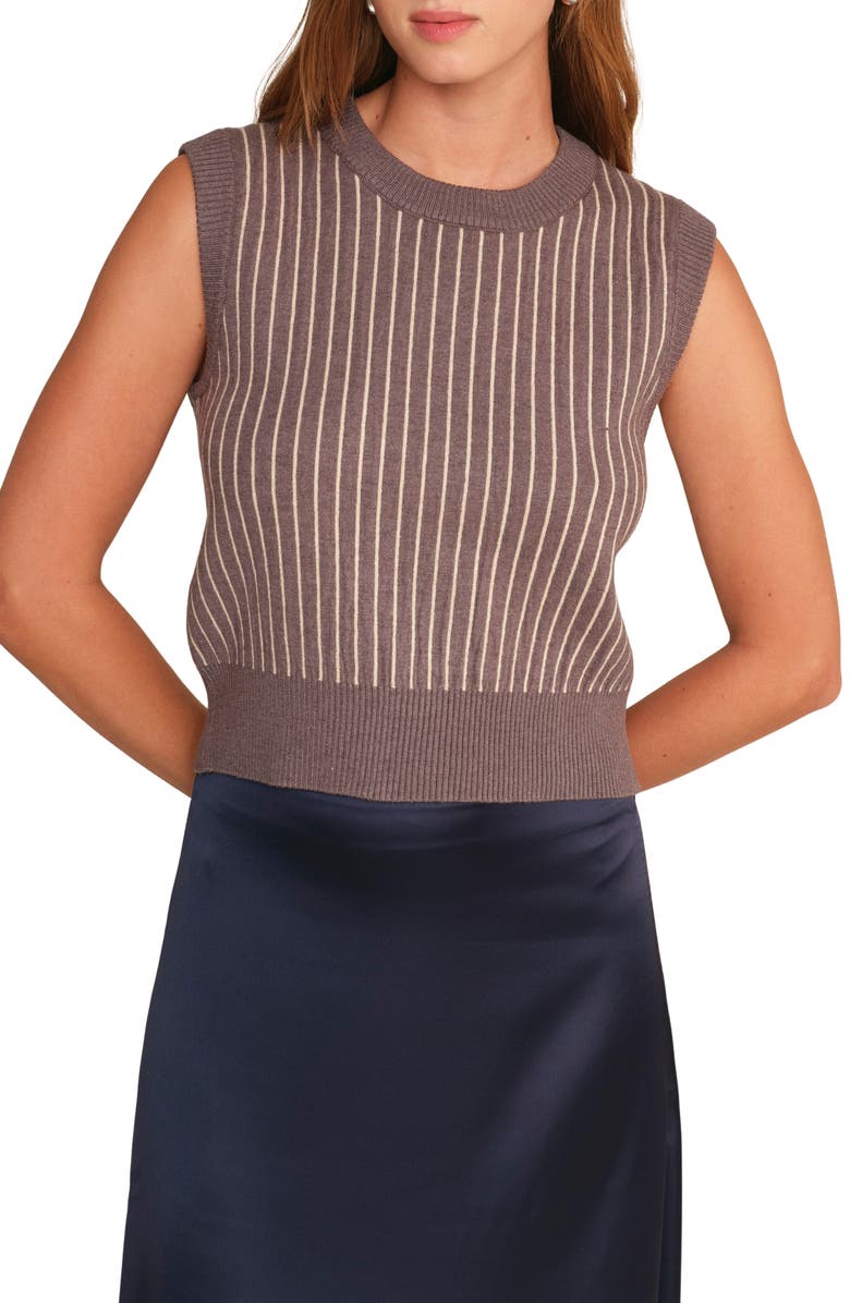 DELUC Bruce Stripe Sweater Vest, Main, color, Grey Melange With Ecru