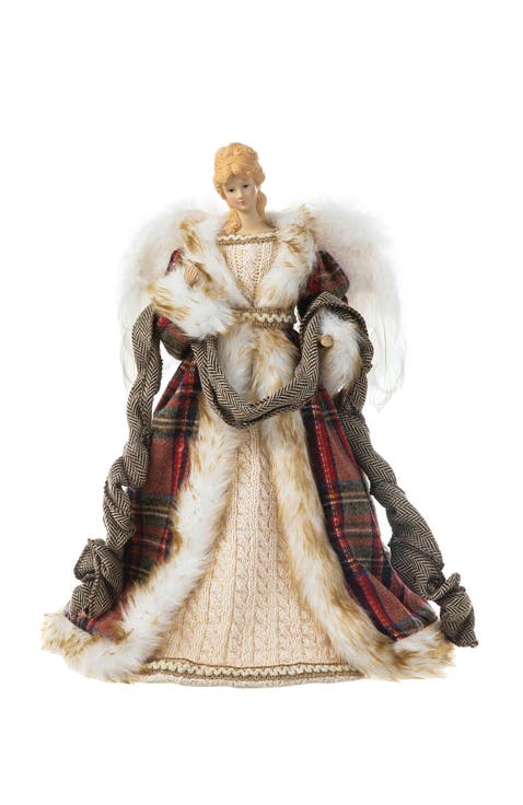 16"H Faux Fur Christmas Angel Tree Top