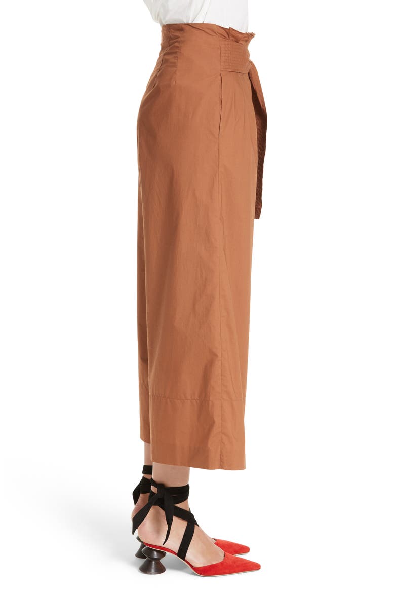 Wide Leg Belted Paperbag Pants, Alternate, color, COTTON POPLIN HAZELNUT BROWN