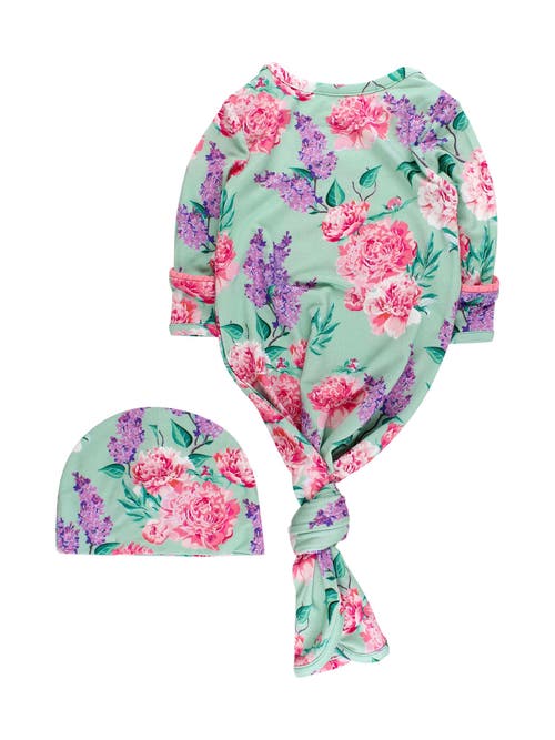 Rufflebutts Ruffle Knotted Sleep Gown & Hat Set In Multi