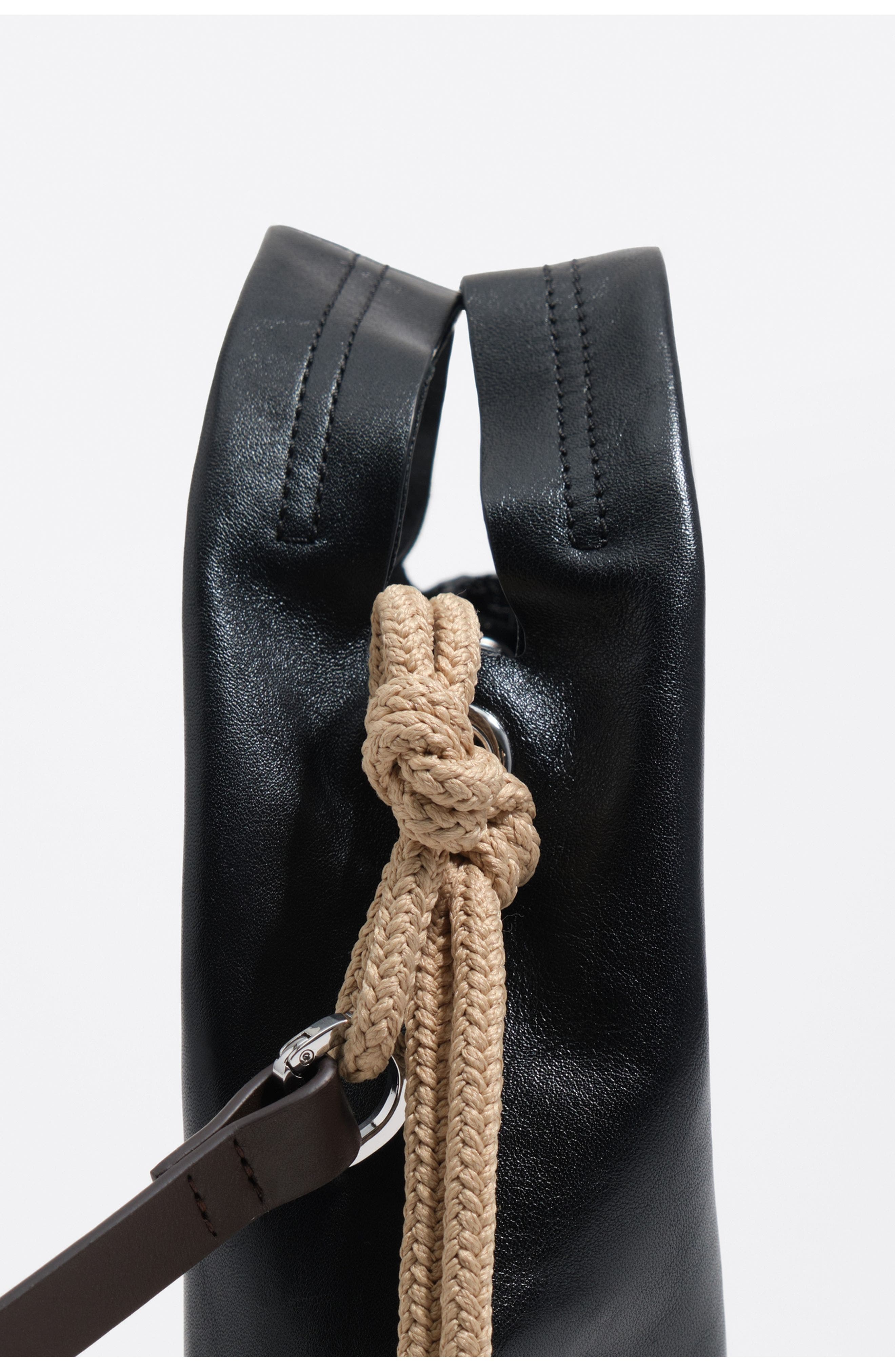 Bimba y Lola Leather Mini Paper Bag SS26, Alternate, color, Black