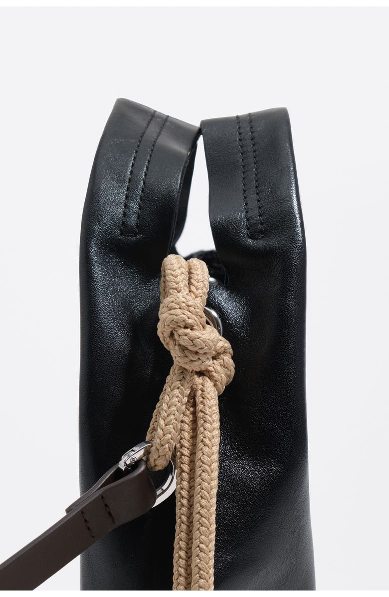 Bimba y Lola Leather Mini Paper Bag SS26, Alternate, color, Black