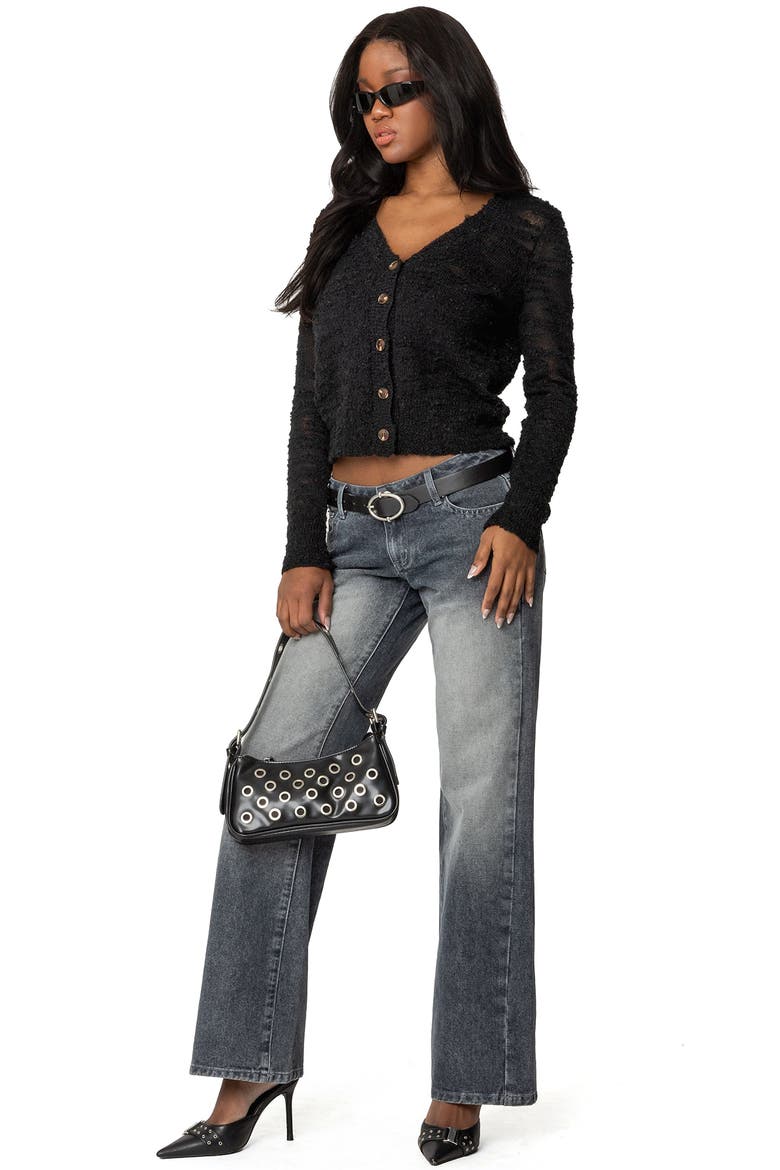 Georgie Textured Cardigan, Alternate, color, BLACK