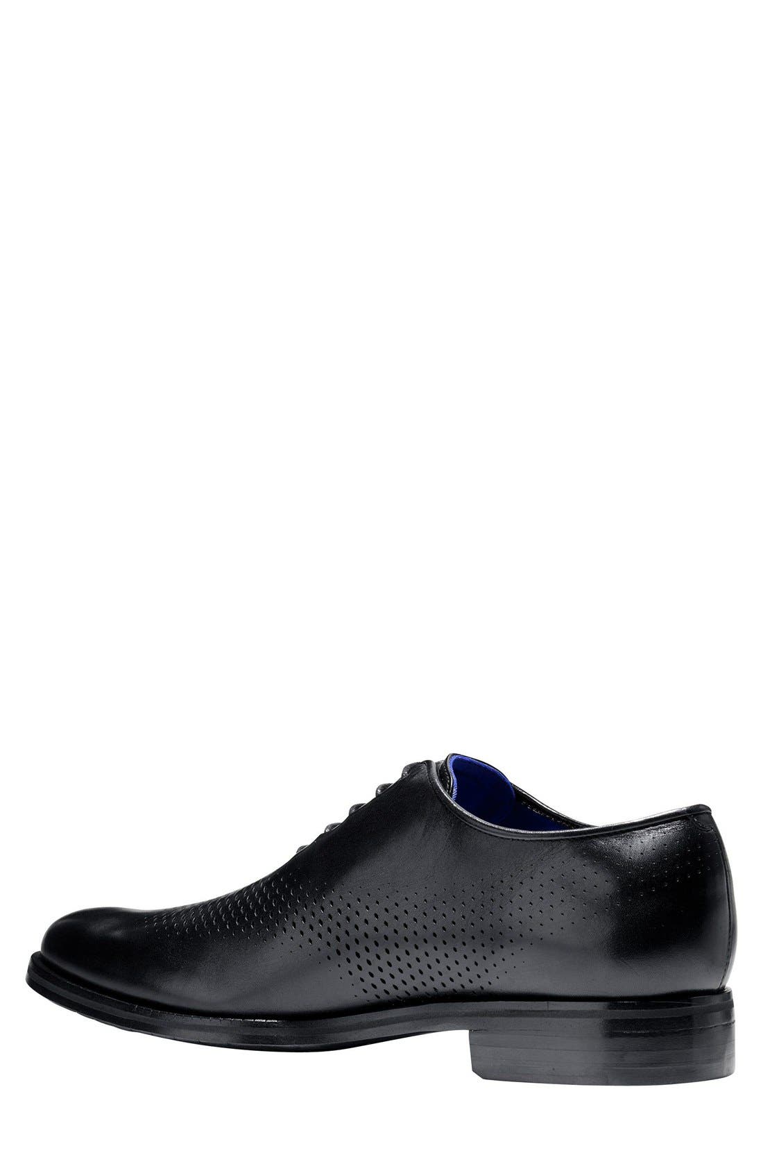 Washington Grand Laser Plain Toe Wholecut Shoe, Alternate, color, BLACK/ BRISTOL BLUE LEATHER