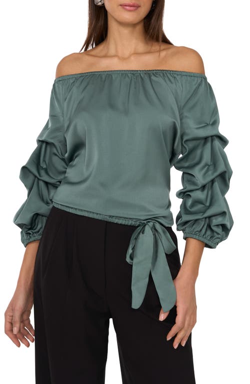 Vince Camuto Off The Shoulder Bubble Sleeve Top In Green
