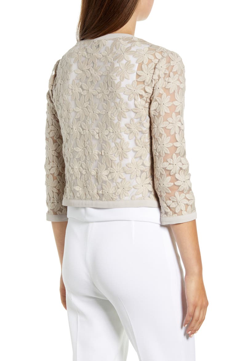 Floral Lace Crop Cardigan, Alternate, color, OYSTER SHELL