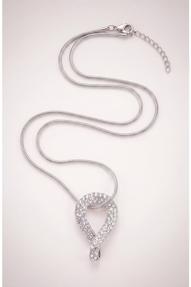 Crystal Infinity Teardrop Pendant Necklace, Alternate, color, Silver